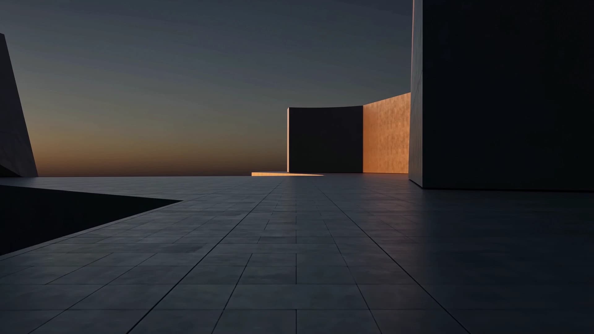 The architectural clearing from Datost's recursive world film